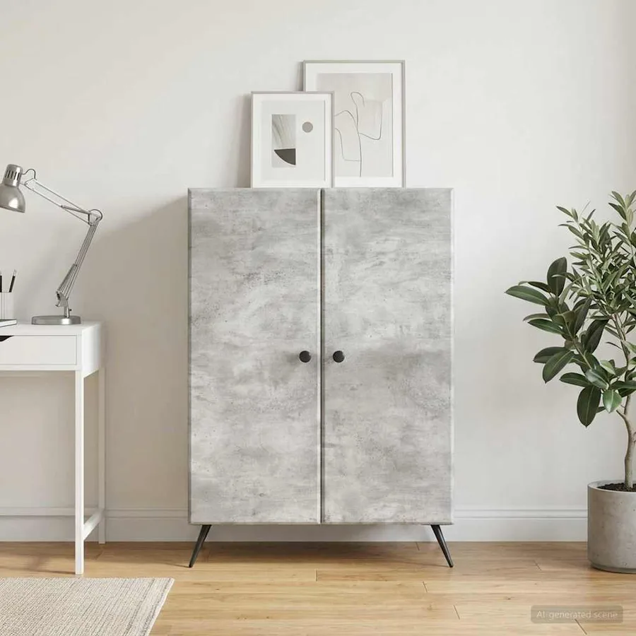 Buffet Gris béton 66 x 34,5 x 90 cm Bois d'ingénierie - 4