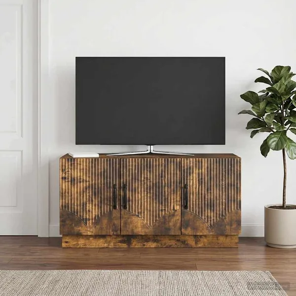 Meuble TV Chêne fumé 99 x 34,5 x 47 cm Bois d'ingénierie