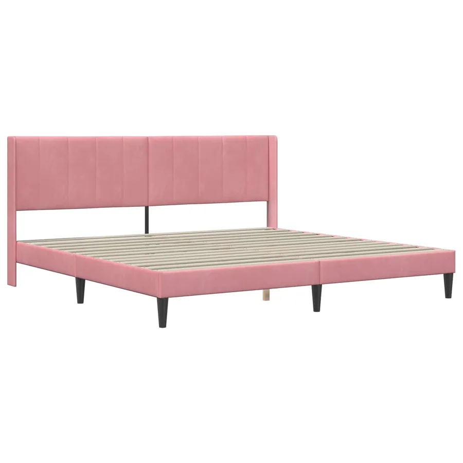 Cadre de lit avec tête de lit Rose 180 x 200 cm Velours - 3