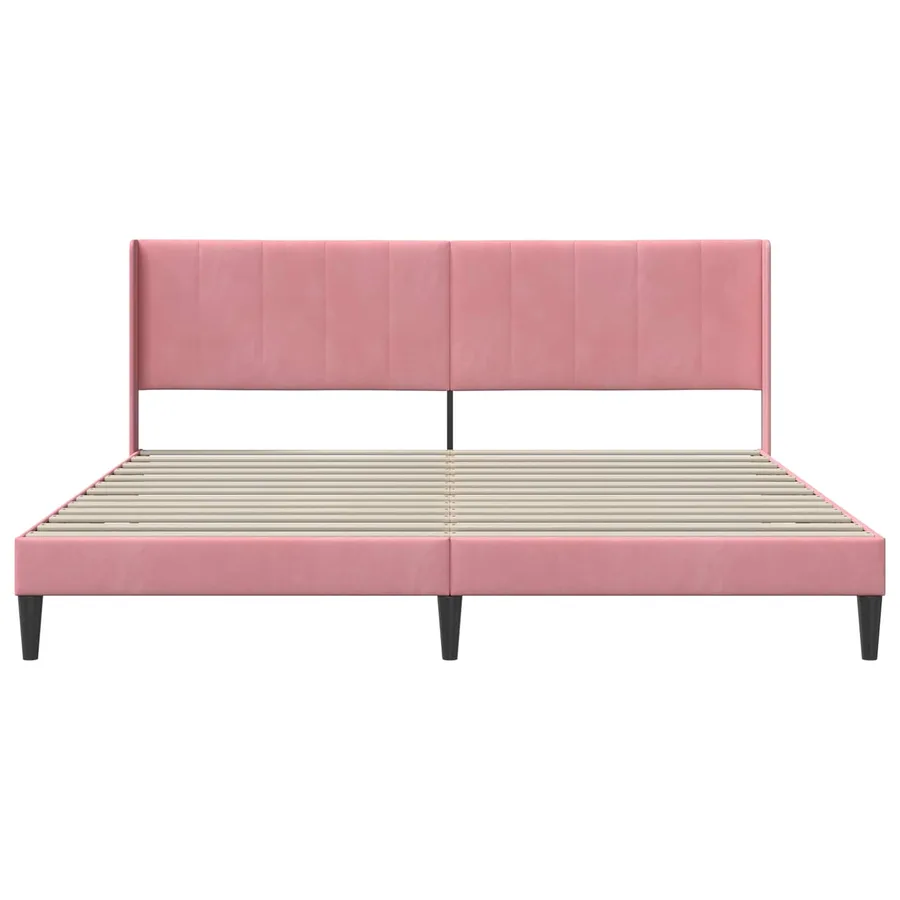 Cadre de lit avec tête de lit Rose 180 x 200 cm Velours - 4