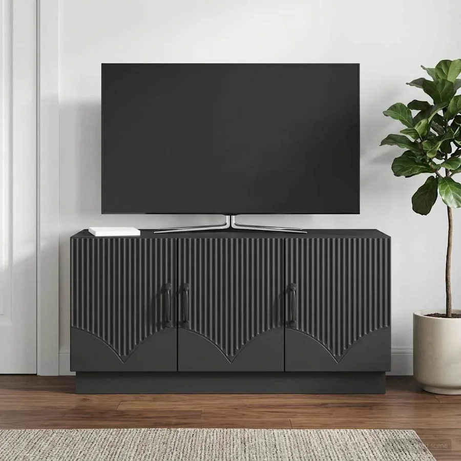 Meuble TV Noir 99 x 34,5 x 47 cm Bois d'ingénierie - 4