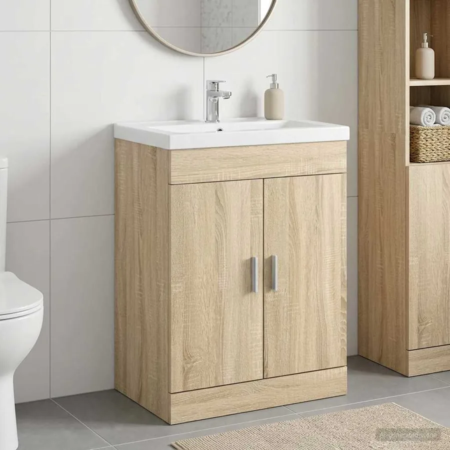 Meuble sous lavabo de salle de bain Chêne Sonoma