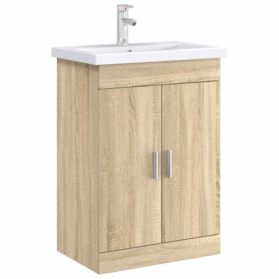 Meuble sous lavabo de salle de bain Chêne Sonoma - 3