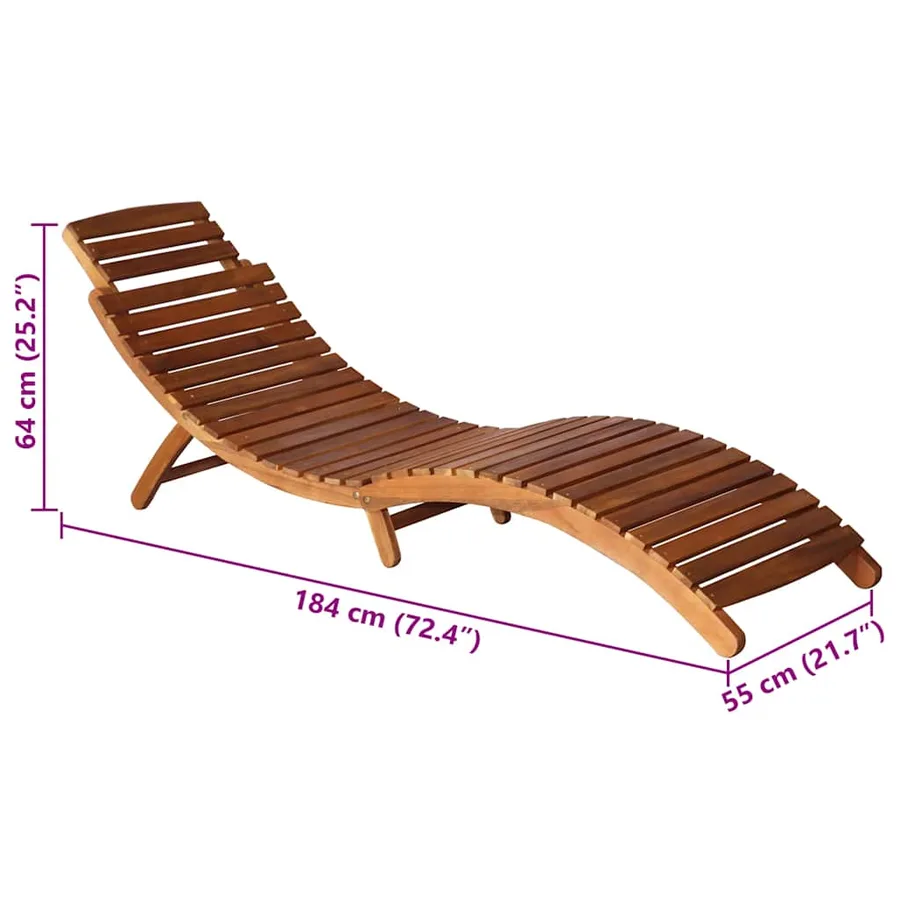 Chaise longue de jardin avec table et coussin Bois d'acacia - 10