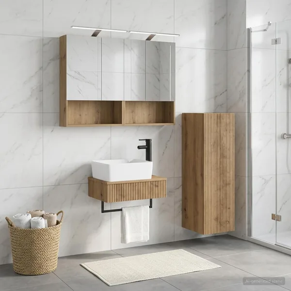 Ensemble d'armoire de salle de bain 4 pc Chêne artisanal