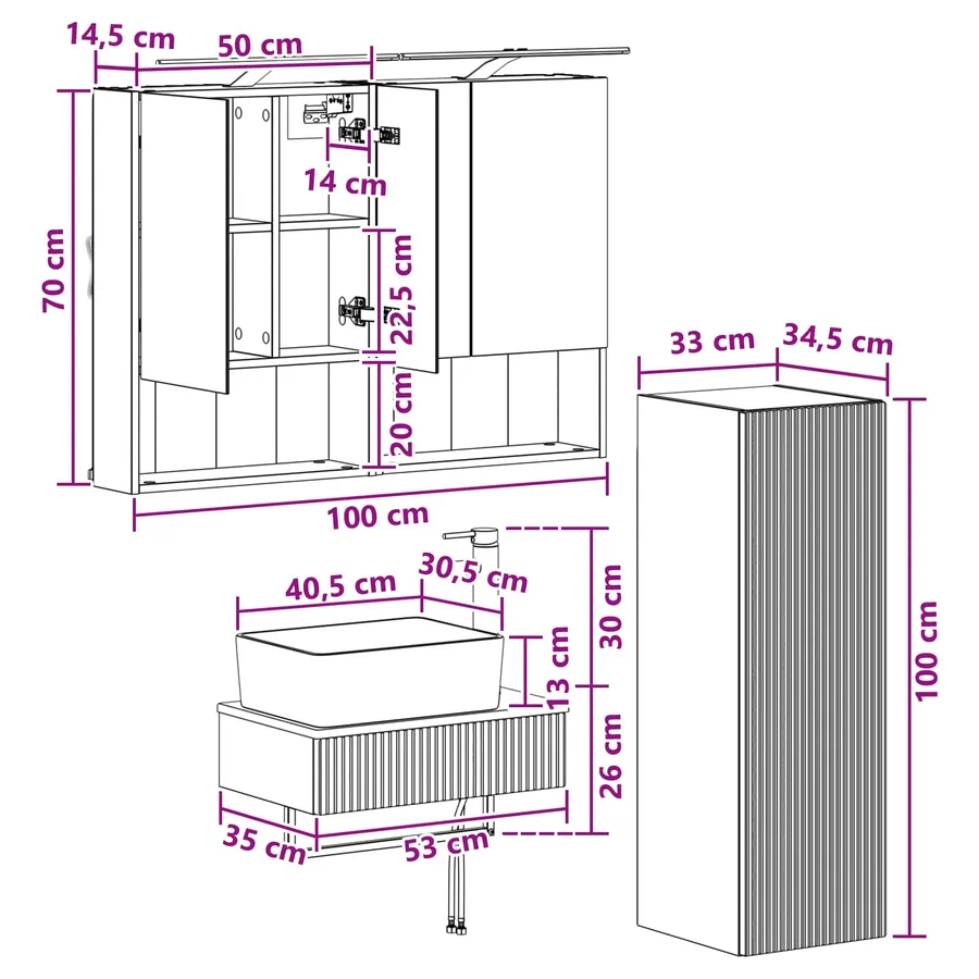 Ensemble d'armoire de salle de bain 4 pc Chêne artisanal - 13
