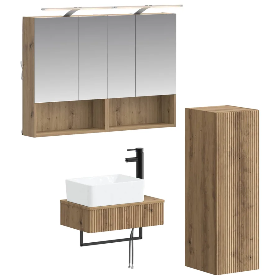 Ensemble d'armoire de salle de bain 4 pc Chêne artisanal - 2