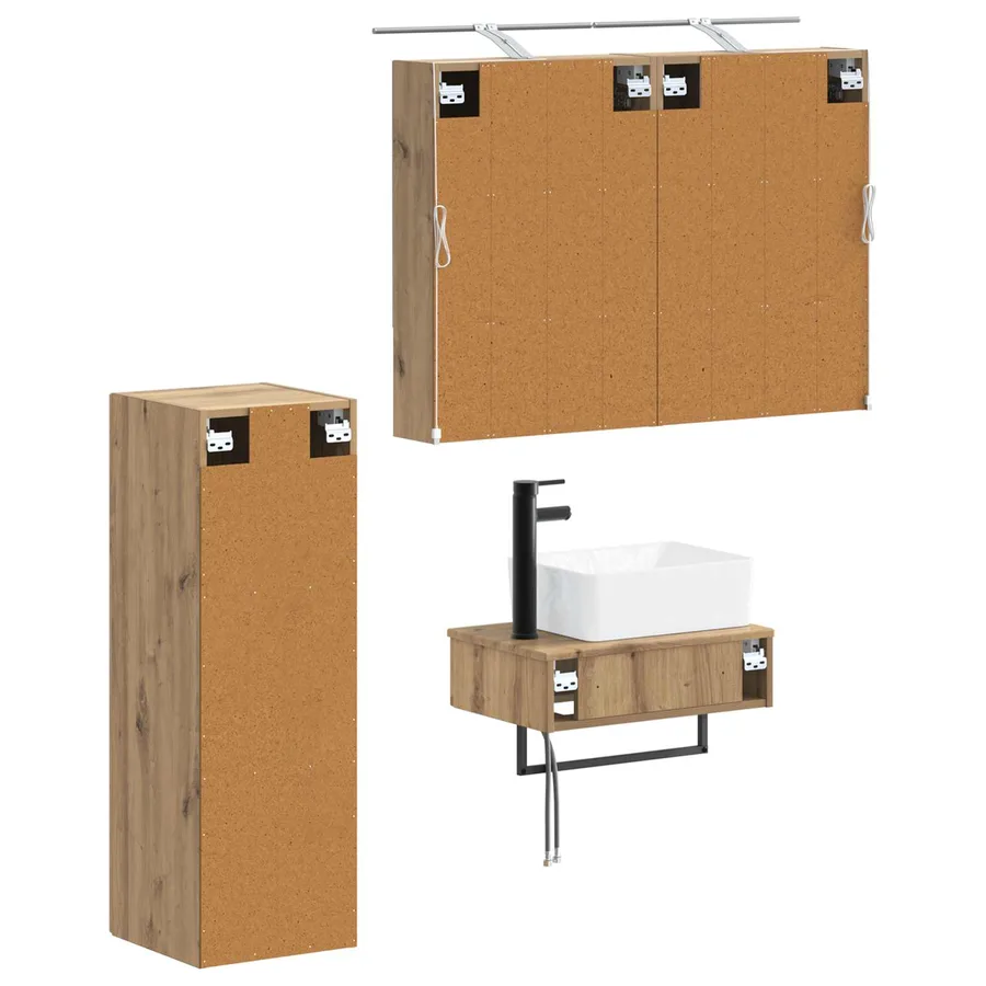 Ensemble d'armoire de salle de bain 4 pc Chêne artisanal - 5
