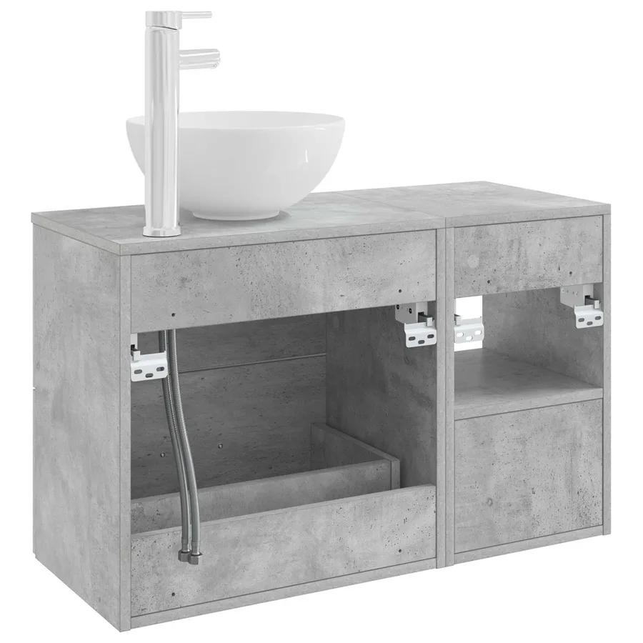 Ensemble de mobilier de salle de bain 2 pcs Gris béton - 6