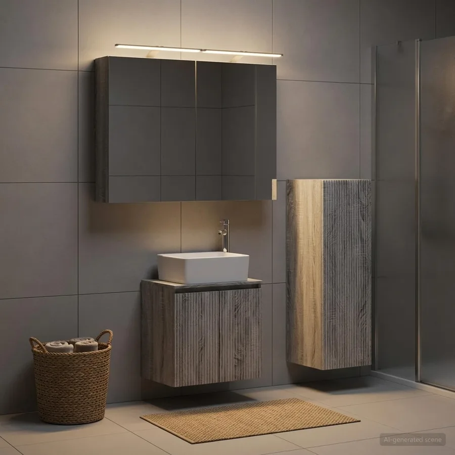 Ensemble de mobilier de salle de bain 4 pcs Sonoma gris - 4