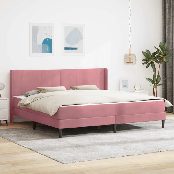 Cadre de lit avec matelas Rose 180 x 200 cm Velours