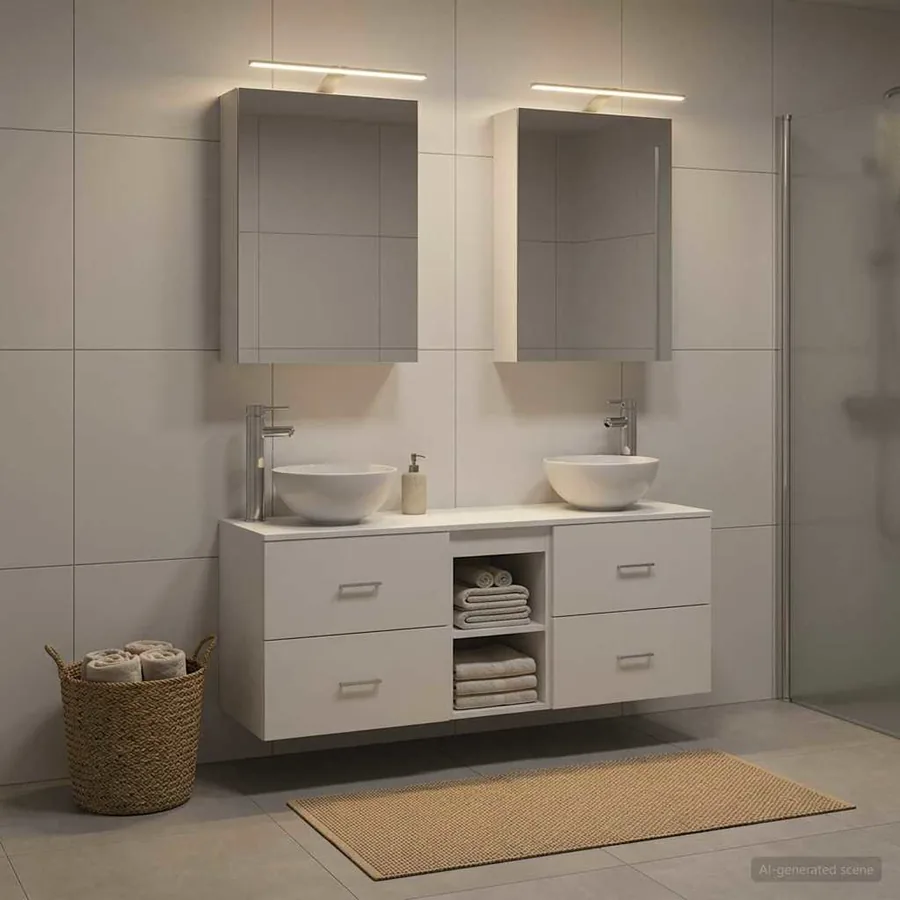 Ensemble d'armoire de salle de bain 5 pcs Blanc