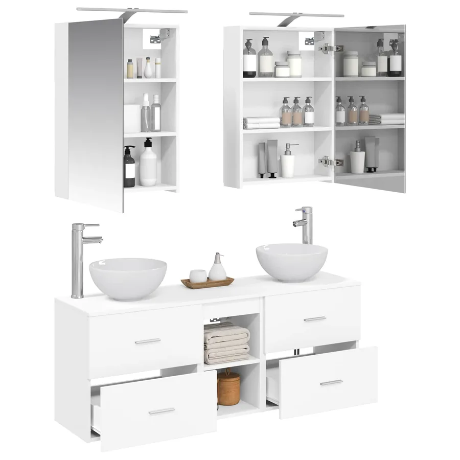 Ensemble d'armoire de salle de bain 5 pcs Blanc - 3