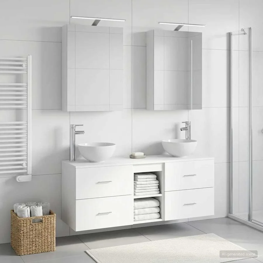 Ensemble d'armoire de salle de bain 5 pcs Blanc - 4