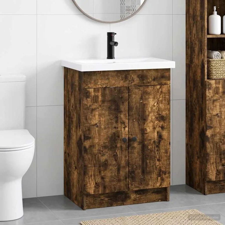 Ensemble de mobilier de salle de bain Chêne fumé