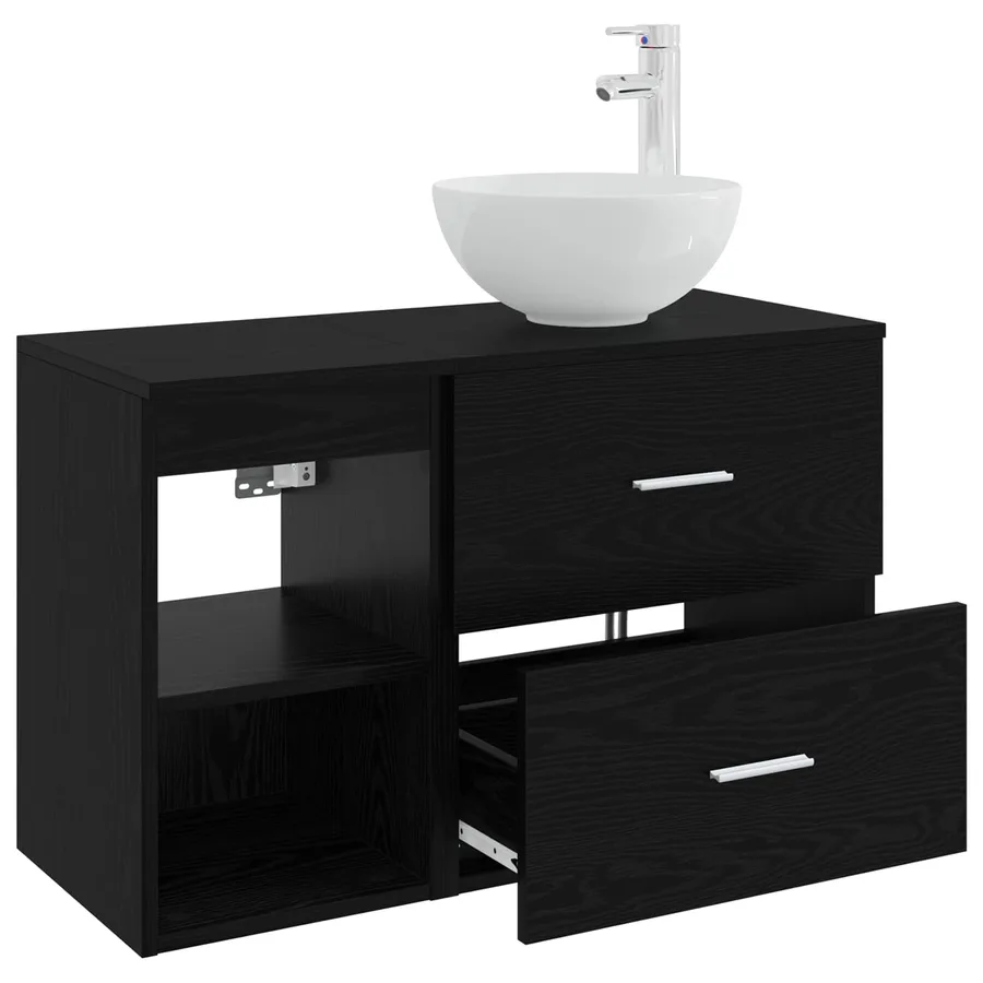 Ensemble de mobilier de salle de bain 2 pcs Chêne noir - 4