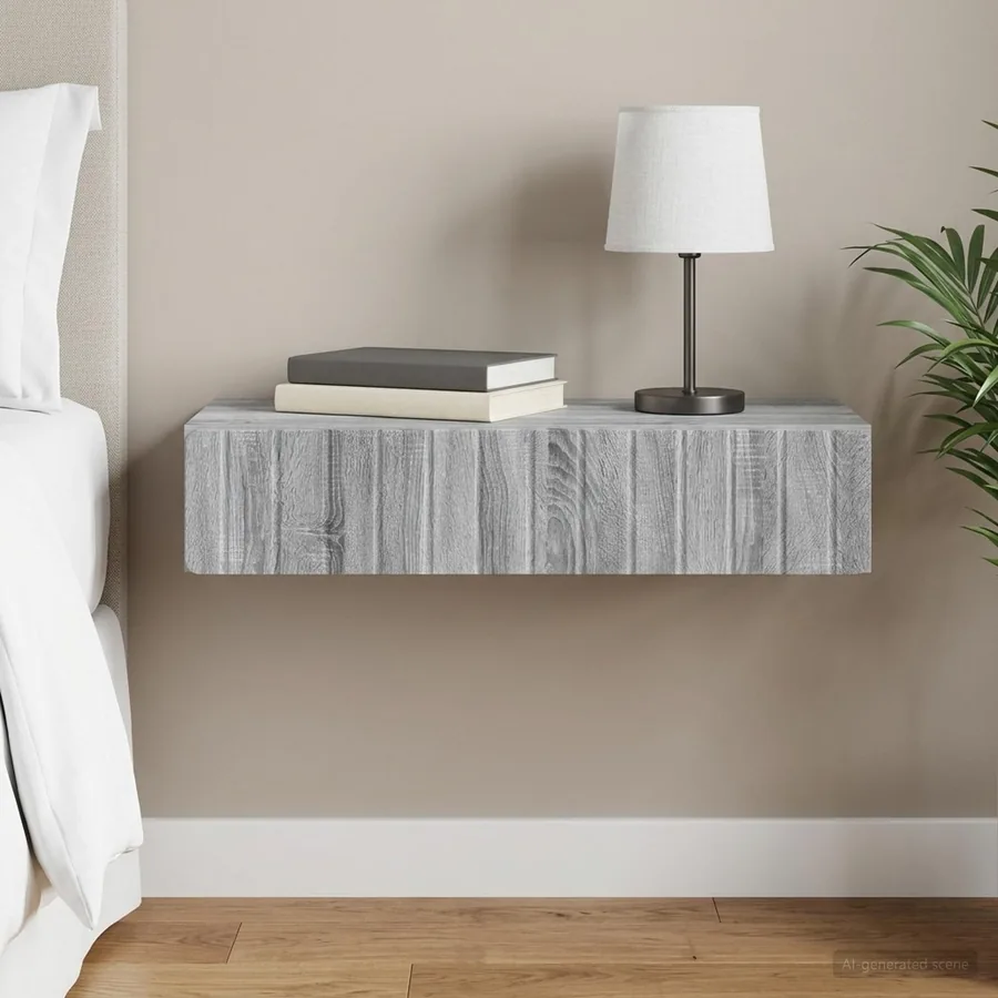 Table d'appoint murale Sonoma gris 87,5 x 34,5 x 17 cm