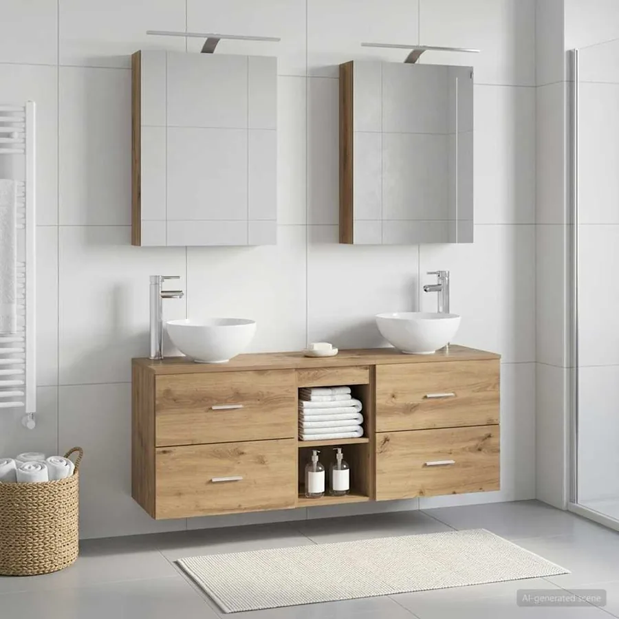 Ensemble d'armoire de salle de bain 5 pc Chêne artisanal