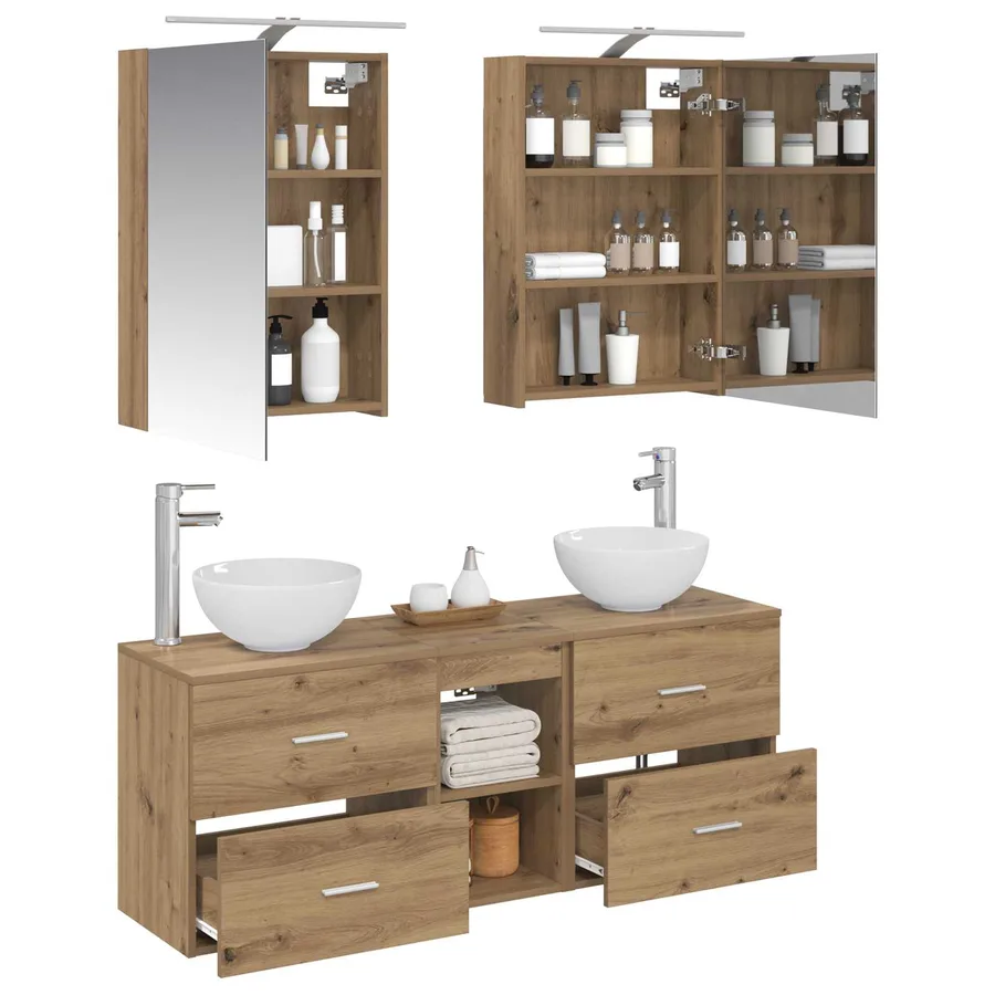 Ensemble d'armoire de salle de bain 5 pc Chêne artisanal - 3