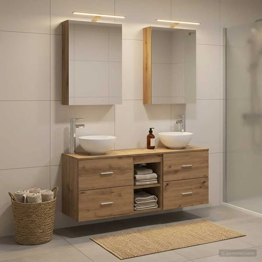 Ensemble d'armoire de salle de bain 5 pc Chêne artisanal - 4