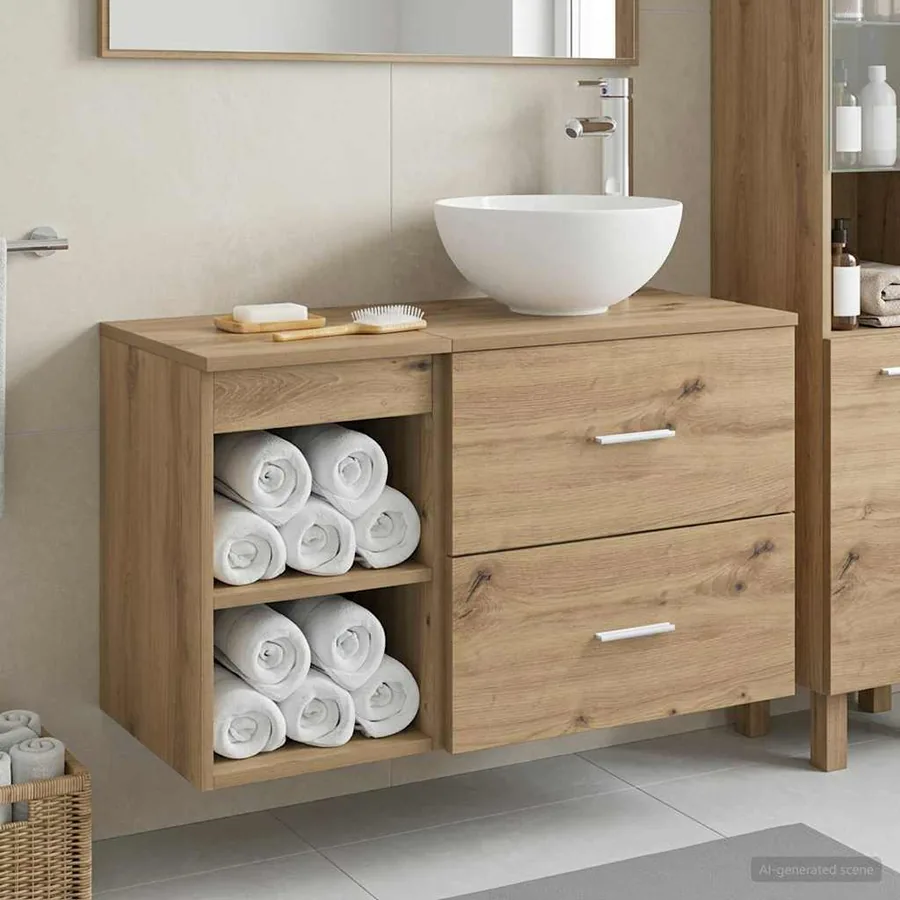 Ensemble de mobilier de salle de bain 2 pc Chêne artisanal
