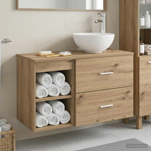 Ensemble de mobilier de salle de bain 2 pc Chêne artisanal