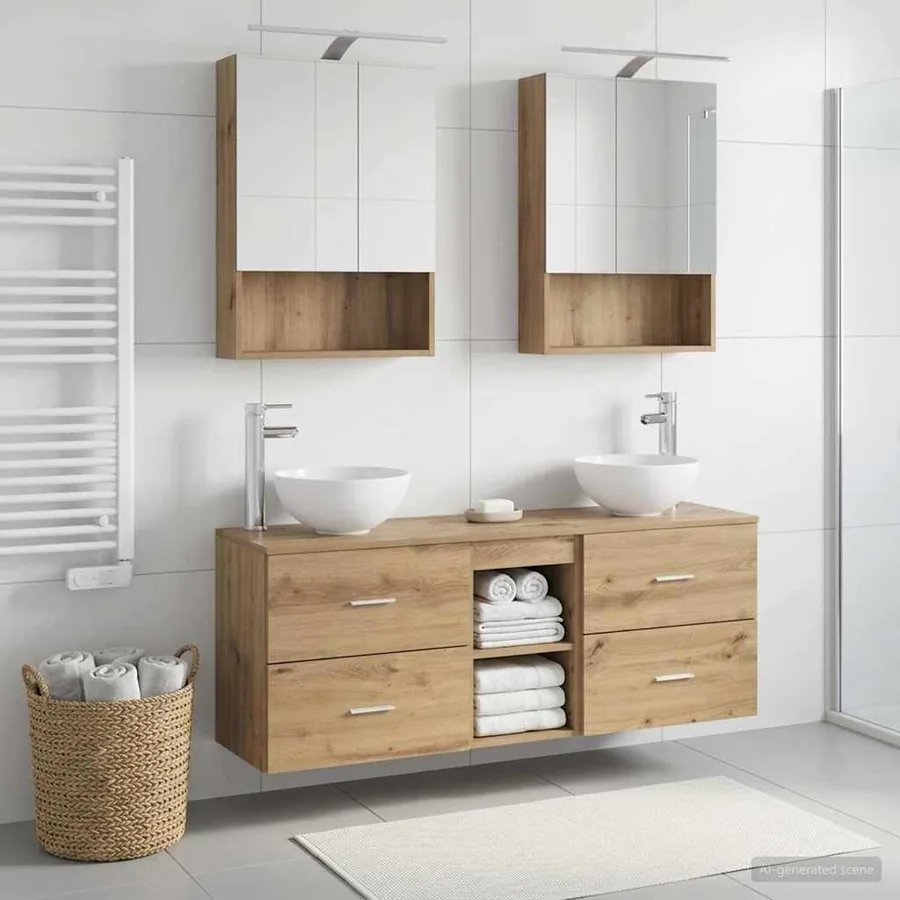 Ensemble d'armoire de salle de bain 5 pc Chêne artisanal
