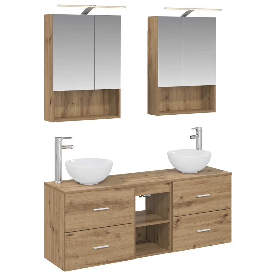 Ensemble d'armoire de salle de bain 5 pc Chêne artisanal - 2