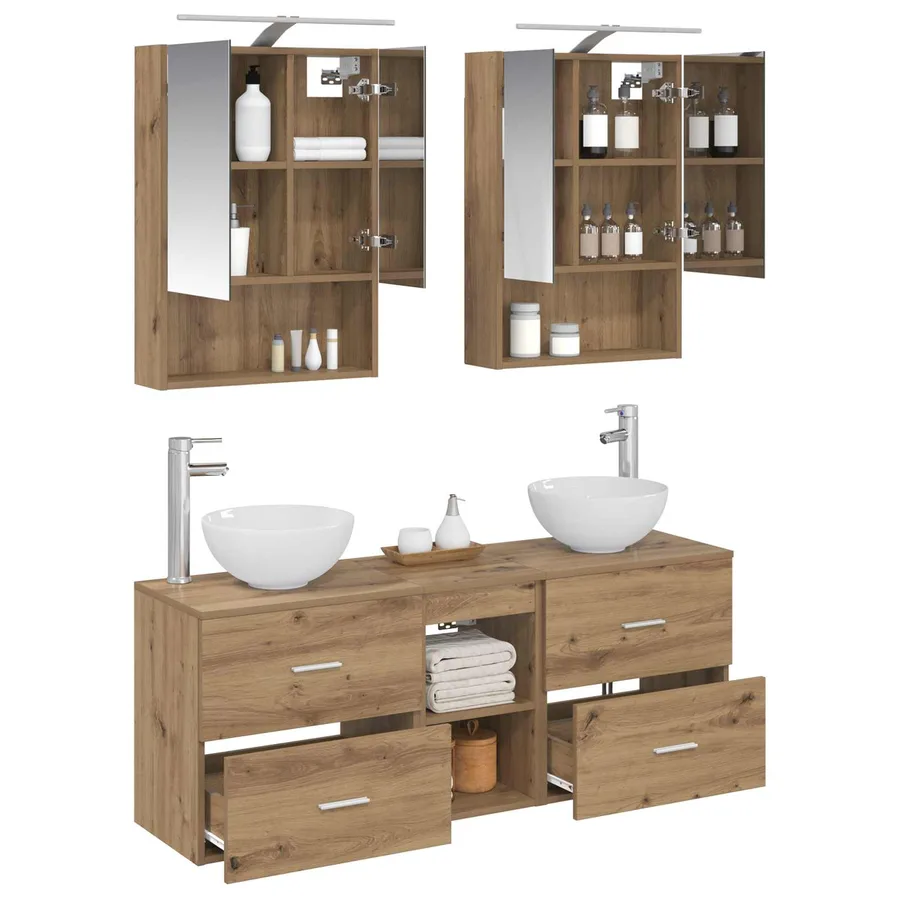 Ensemble d'armoire de salle de bain 5 pc Chêne artisanal - 3