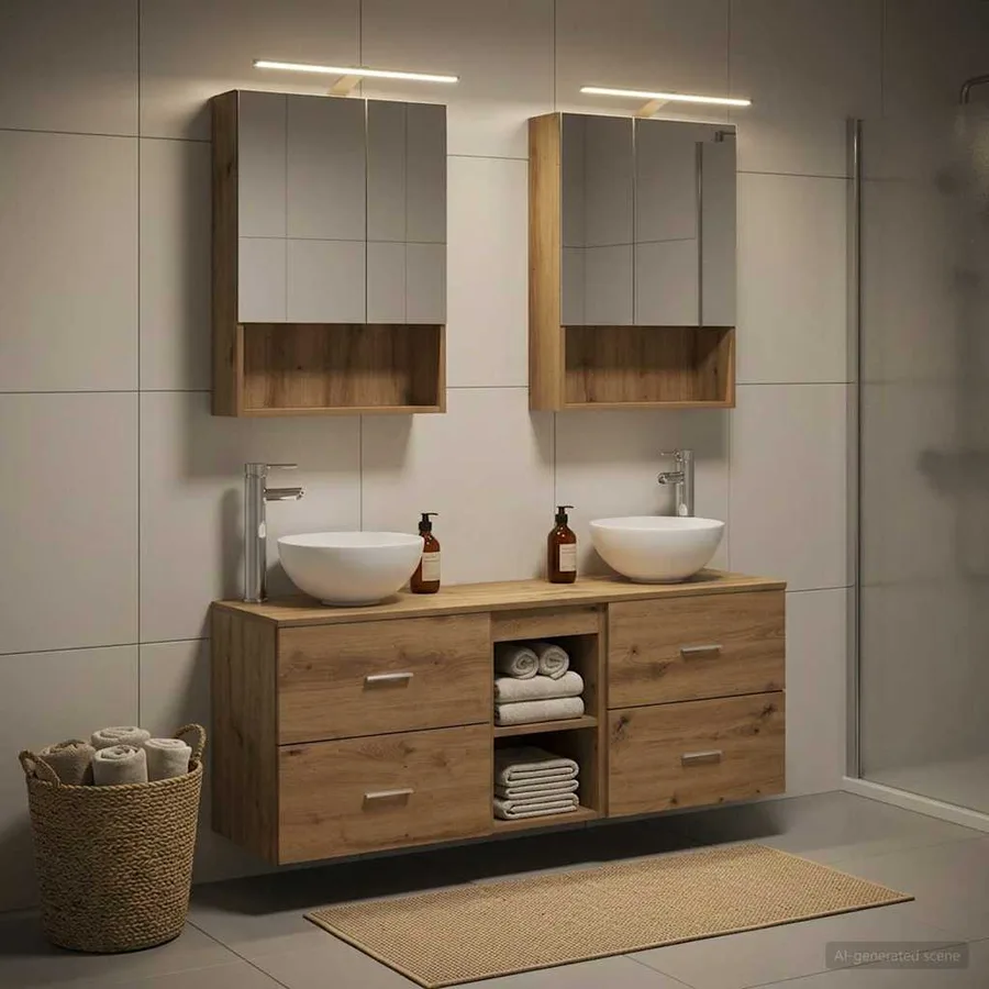 Ensemble d'armoire de salle de bain 5 pc Chêne artisanal - 4