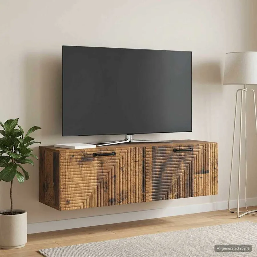 Meuble TV mural Bois ancien 98 x 31 x 30 cm Bois d'ingénierie - 4
