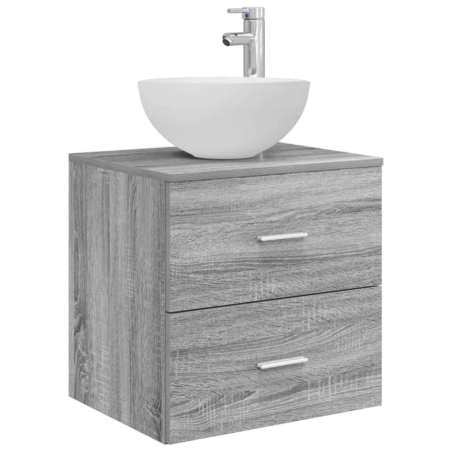 Ensemble d'armoire de salle de bain 5 pcs Sonoma gris - 5