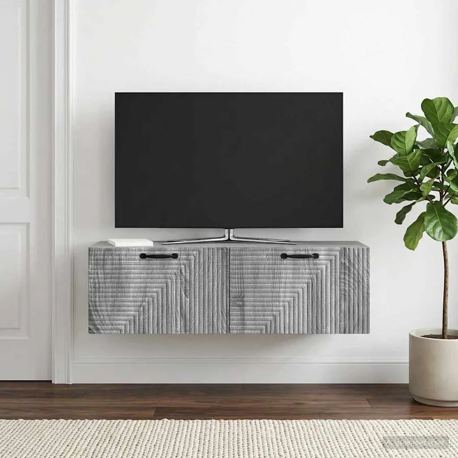 Meuble TV mural Sonoma gris 98 x 31 x 30 cm Bois d'ingénierie - 4