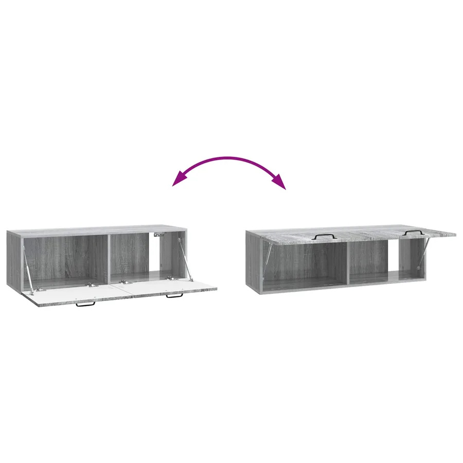 Meuble TV mural Sonoma gris 98 x 31 x 30 cm Bois d'ingénierie - 8