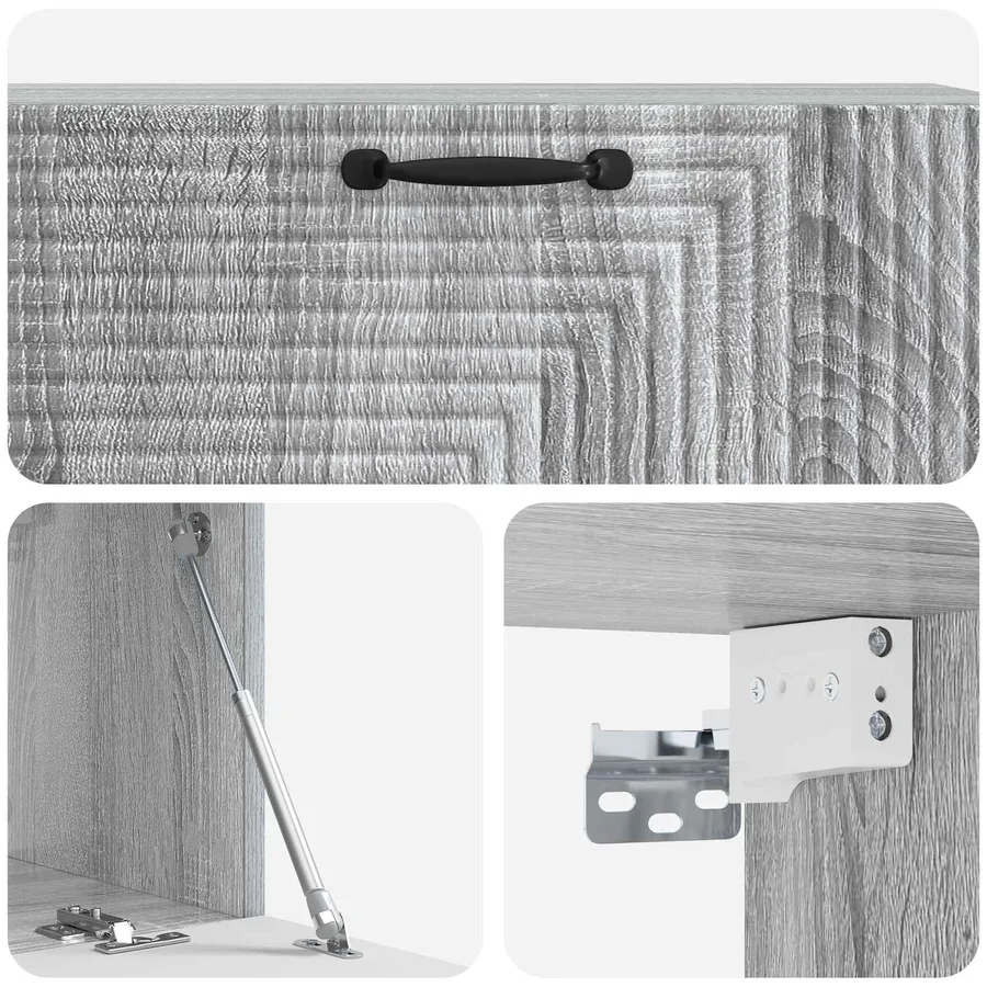 Meuble TV mural Sonoma gris 98 x 31 x 30 cm Bois d'ingénierie - 9