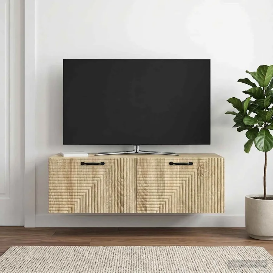Meuble TV mural Chêne Sonoma 98 x 41 x 30 cm Bois d'ingénierie - 4