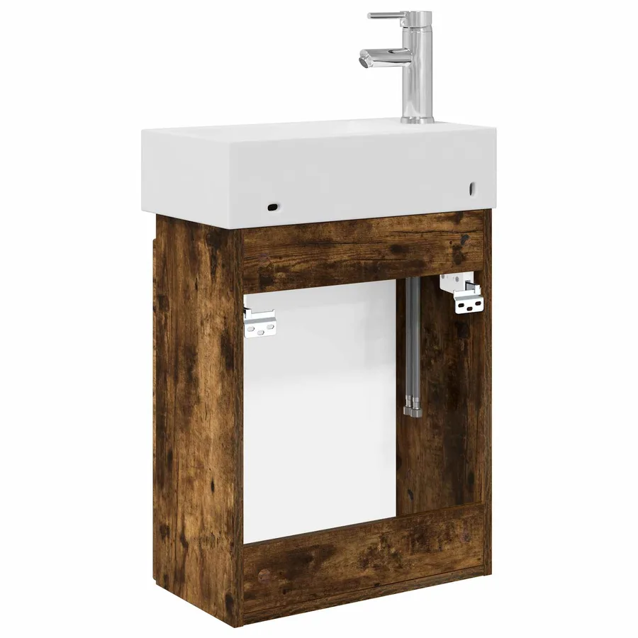 Meuble de salle de bain avec robinet Chêne fumé - 7