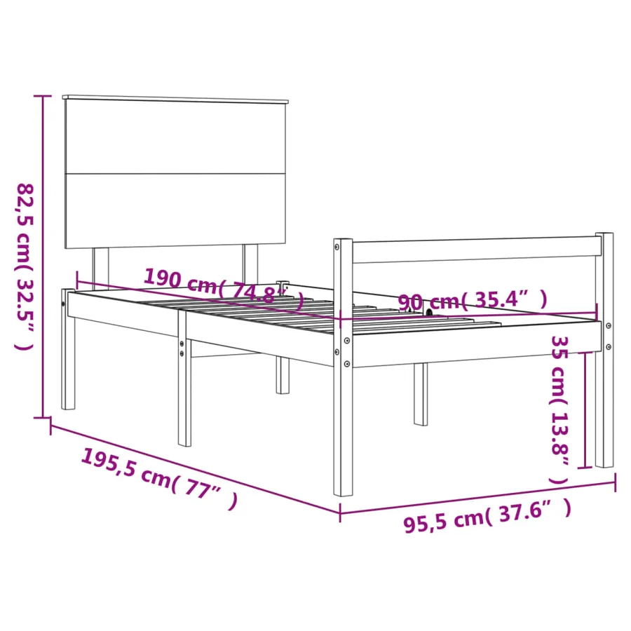 Senior bed without mattress white solid wood - 12