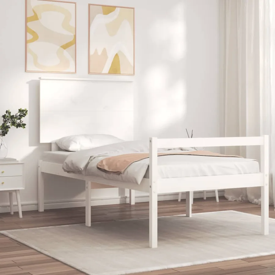 Lit pour personne âgée sans matelas blanc bois massif - 3