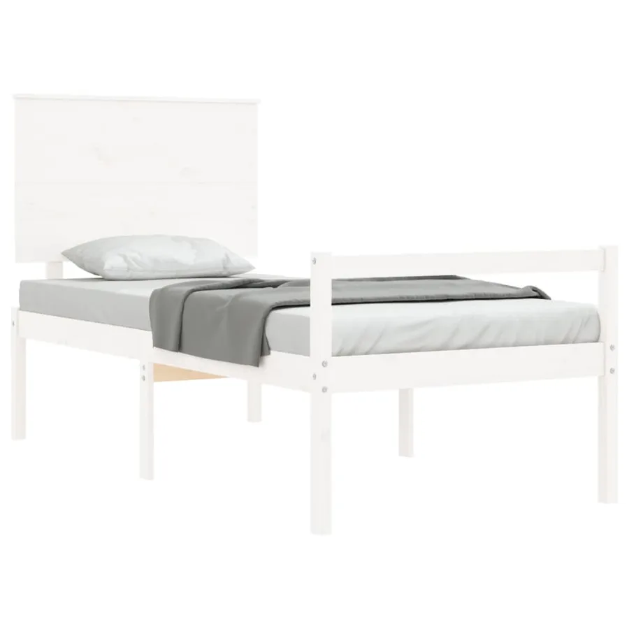 Lit pour personne âgée sans matelas blanc bois massif - 4
