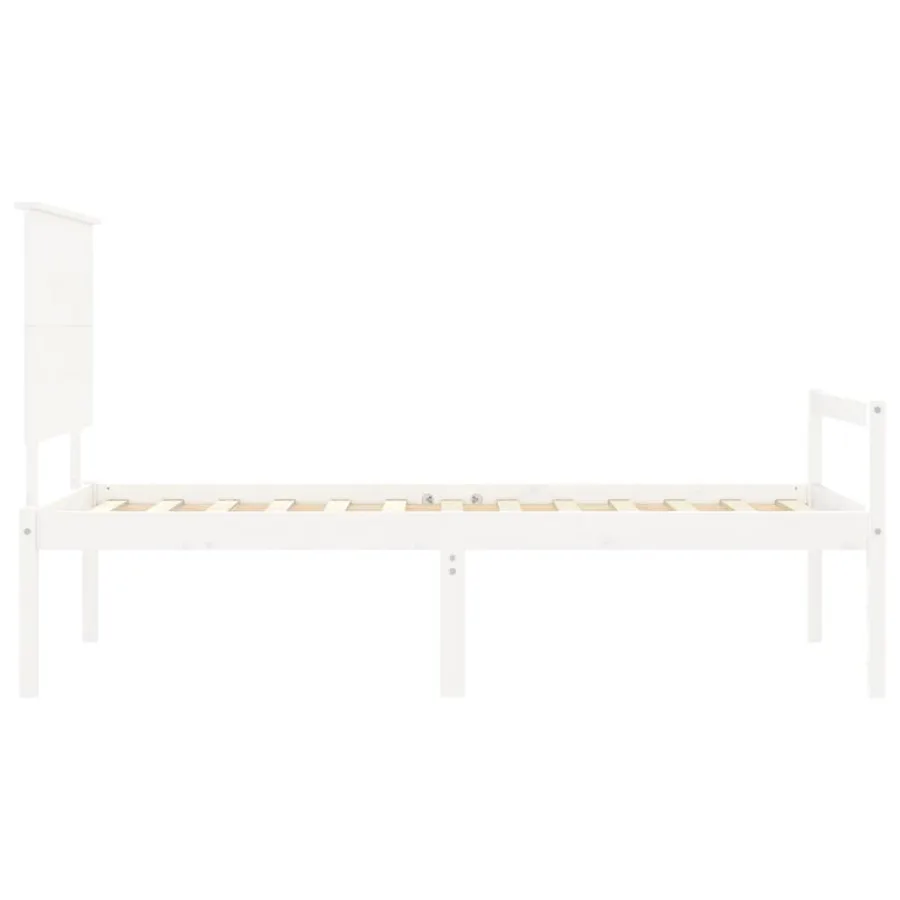 Senior bed without mattress white solid wood - 7