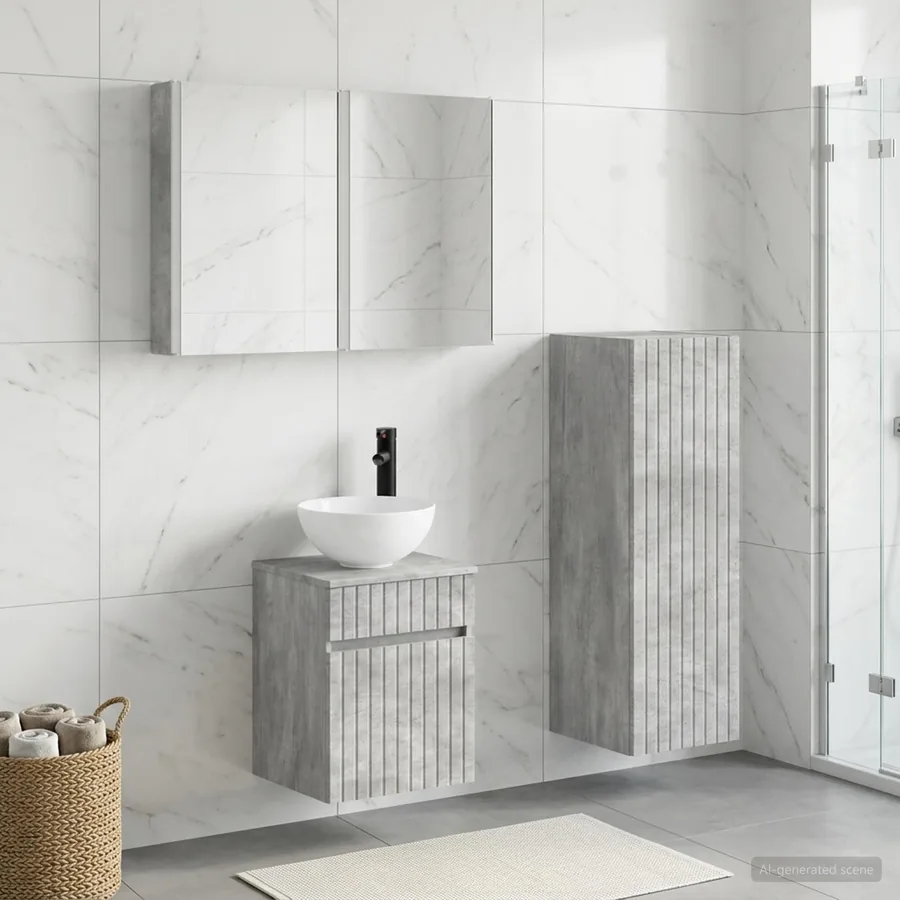 Ensemble de mobilier de salle de bain 4 pcs Gris béton