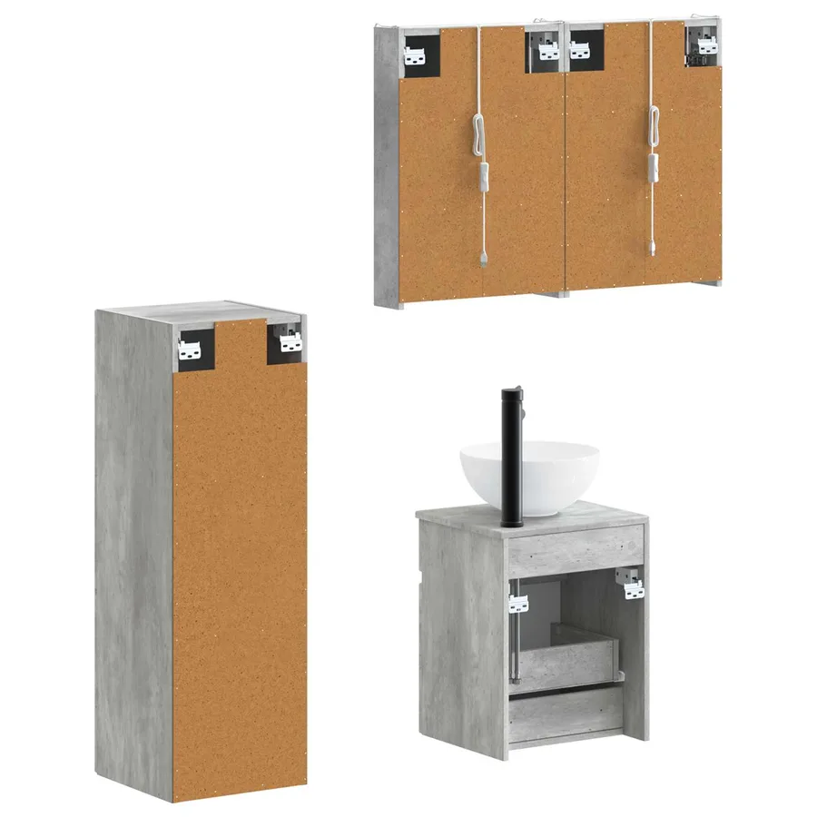 Ensemble de mobilier de salle de bain 4 pcs Gris béton - 5