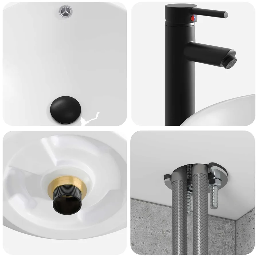 Ensemble de mobilier de salle de bain 4 pcs Gris béton - 7
