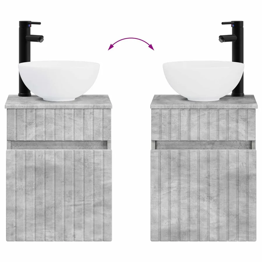 Ensemble de mobilier de salle de bain 4 pcs Gris béton - 9