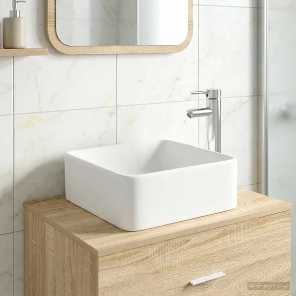 Lavabo de salle de bains Chrome 36,5 x 36,5 x 13 cm métal