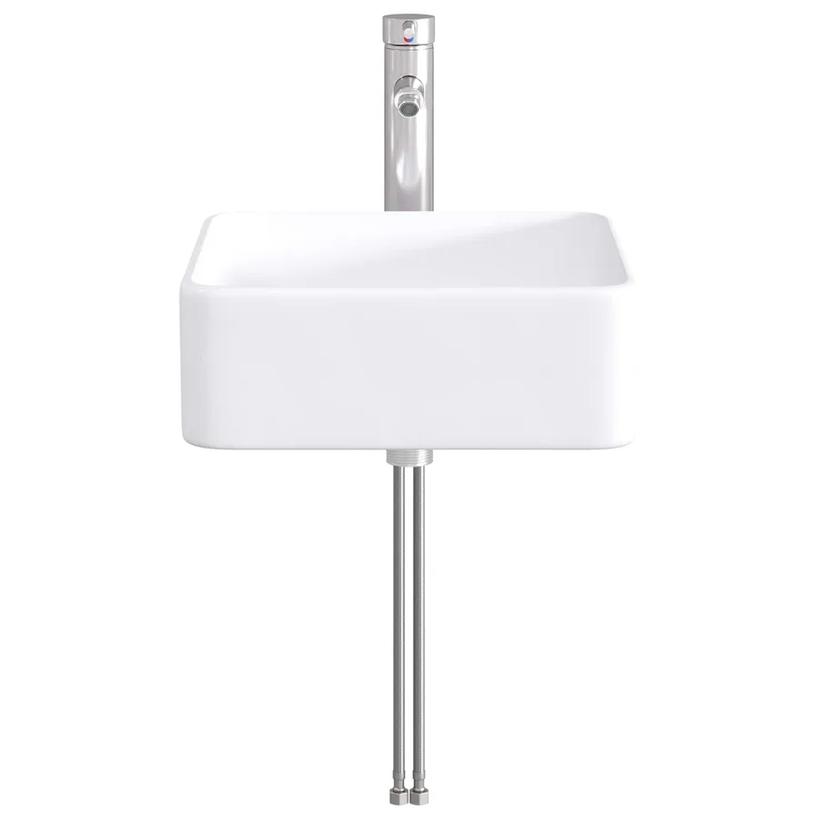 Lavabo de salle de bains Chrome 36,5 x 36,5 x 13 cm métal - 5