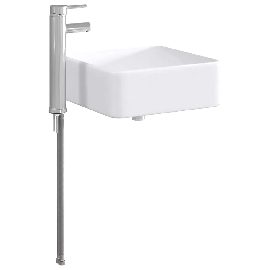 Lavabo de salle de bains Chrome 36,5 x 36,5 x 13 cm métal - 6