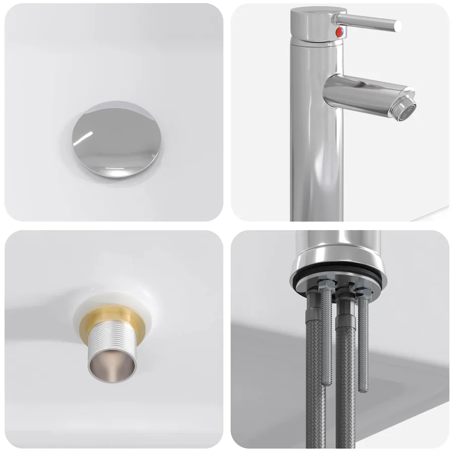 Lavabo de salle de bains Chrome 36,5 x 36,5 x 13 cm métal - 8