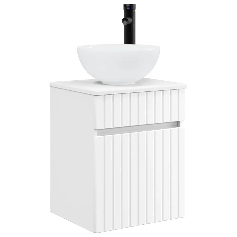 Meuble de lavabo mural Blanc 39 x 35 x 63 cm Bois d'ingénierie - 2